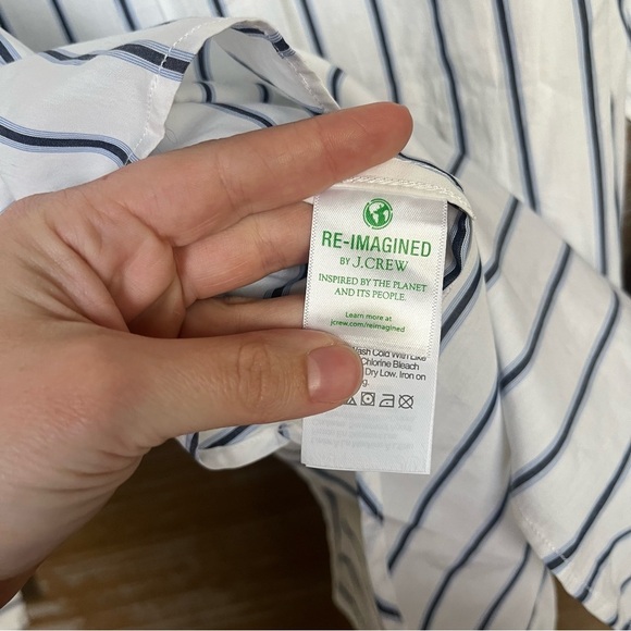 J. Crew NWT Relaxed Fit Washed Poplin Shirt Navy Stripe Summer Boho Womens 2 - Picture 3 of 8